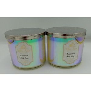 Lot Of 2 Bath & Body Works White Barn  Cinnamon Pine Cone 3 Wick Candles RARE!